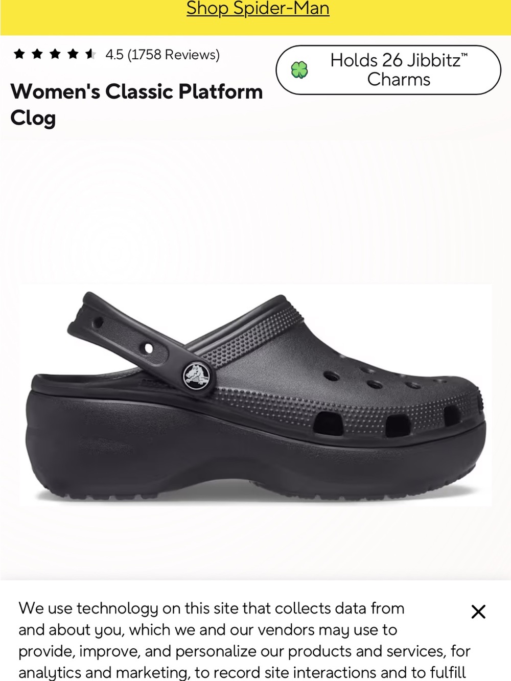 CROCS Women's Classic Platform Clog - Black 11